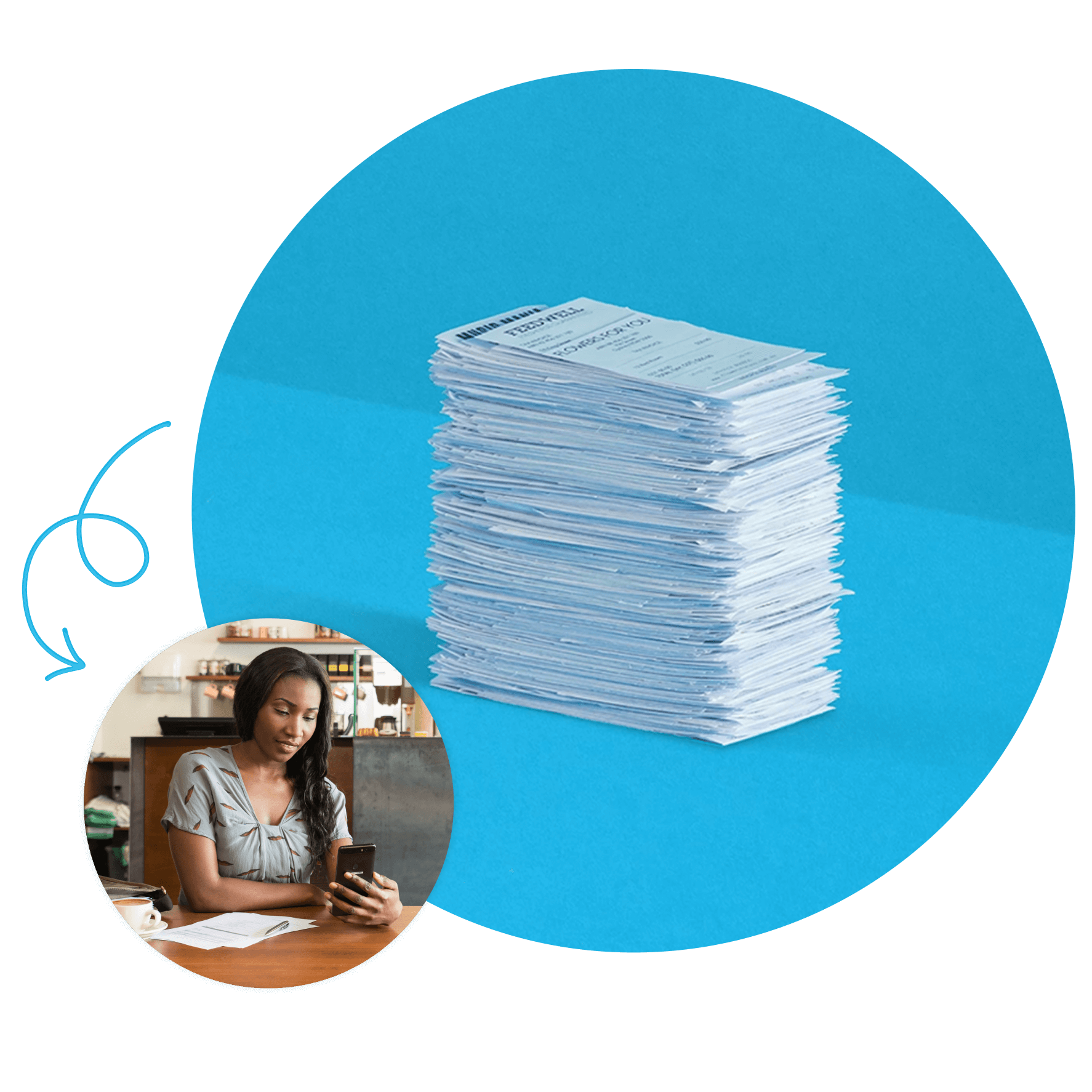 A small business owner moving all their paper based invoices online with Xero.